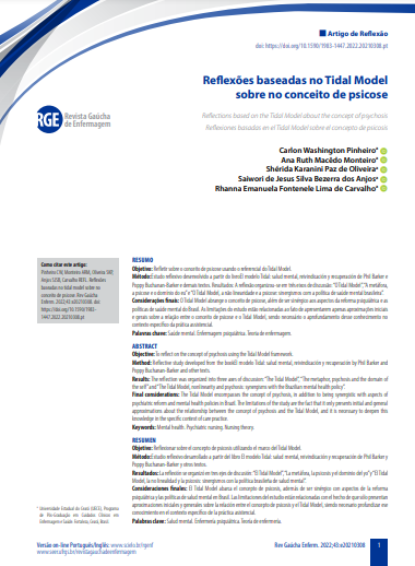 Reflections based on the Tidal Model about the concept of psychosis