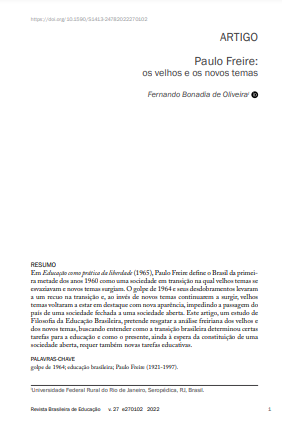 Paulo Freire: os velhos e os novos temas