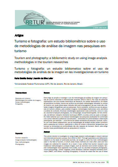 Tourism and photography: a bibliometric study of using image analysis methodologies in tourism research