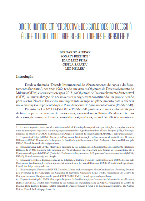 Human Right in Perspective: Inequalities in Access to Water in a Rural Community of the Brazilian Northeast