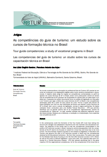 Tour guide competencies: a study of vocational programs in Brazil