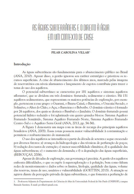 Groundwater and the Right to Water in a Context of Crisis