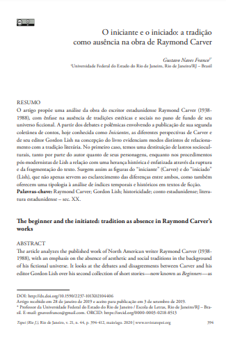 O iniciante e o iniciado: a tradição como ausência na obra de Raymond Carver