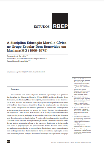 A disciplina Educação Moral e Cívica no Grupo Escolar Dom Benevides em Mariana/MG (1969-1975)