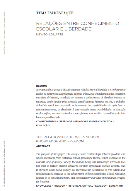 Relações entre conhecimento escolar e liberdade