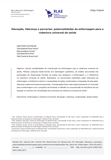 Education, leadership and partnerships: nursing potential for Universal Health Coverage
