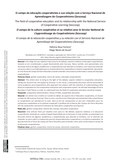 O campo da educação cooperativista e sua relação com o Serviço Nacional de Aprendizagem do Cooperativismo (Sescoop)