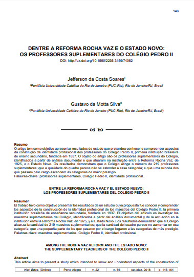 DENTRE A REFORMA ROCHA VAZ E O ESTADO NOVO: OS PROFESSORES SUPLEMENTARES DO COLÉGIO PEDRO II