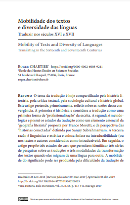 Mobilidade dos textos e diversidade das línguas: Traduzir nos séculos XVI e XVII