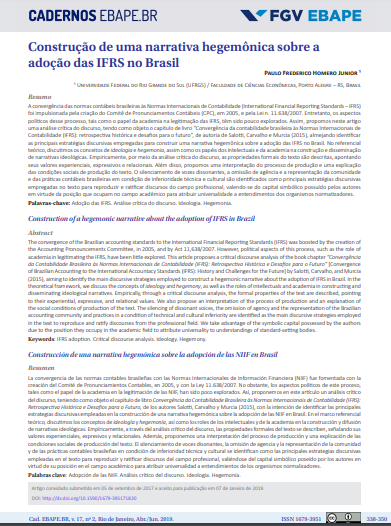 Construção de uma narrativa hegemônica sobre a adoção das IFRS no Brasil