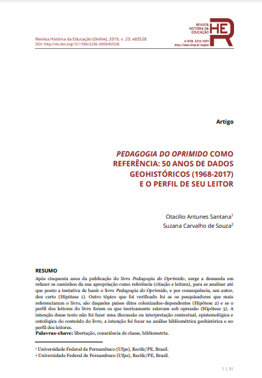 PEDAGOGIA DO OPRIMIDO COMO REFERÊNCIA: 50 ANOS DE DADOS GEOHISTÓRICOS (1968-2017) E O PERFIL DE SEU LEITOR