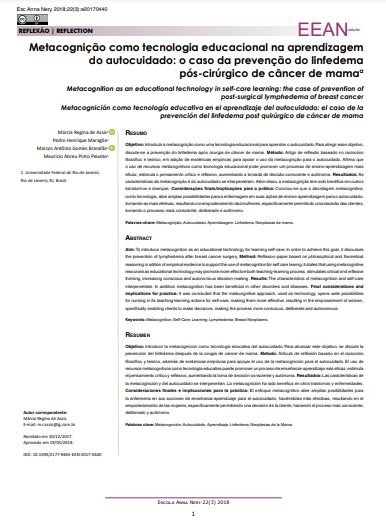 Metacognition as an educational technology in self-care learning: the case of prevention of post-surgical lymphedema of breast cancer