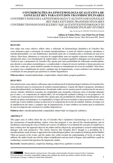 CONTRIBUIÇÕES DA EPISTEMOLOGIA QUALITATIVA DE GONZÁLEZ REY PARA ESTUDOS TRANSDISCIPLINARES