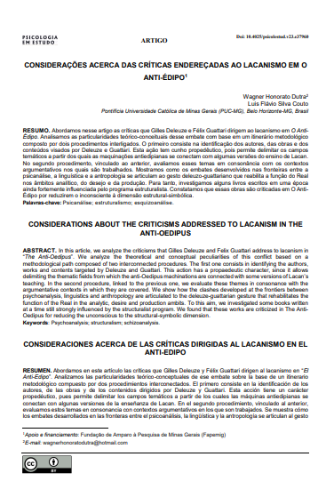 CONSIDERAÇÕES ACERCA DAS CRÍTICAS ENDEREÇADAS AO LACANISMO EM O ANTI-ÉDIPO