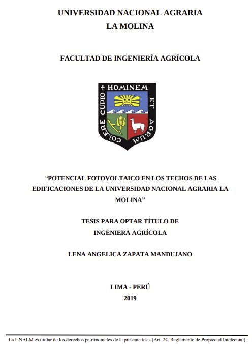 Potencial fotovoltaico en los techos de las edificaciones de la Universidad Nacional Agraria La Molina