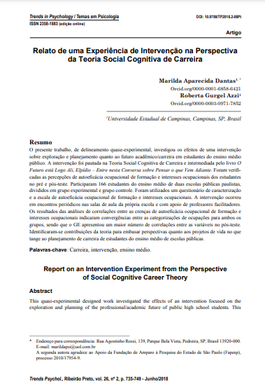 Relato de uma Experiência de Intervenção na Perspectiva da Teoria Social Cognitiva de Carreira