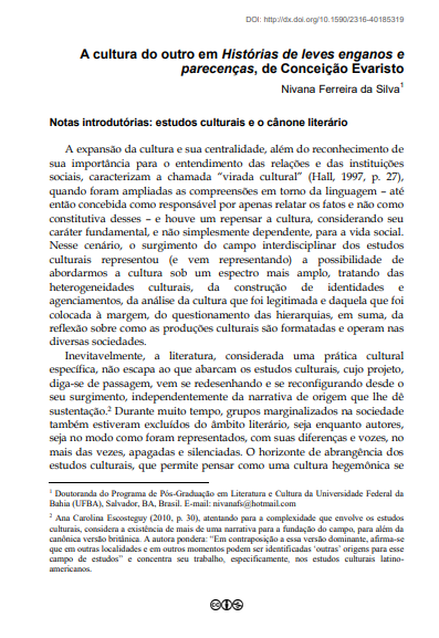 A cultura do outro em Histórias de leves enganos e parecenças, de Conceição Evaristo