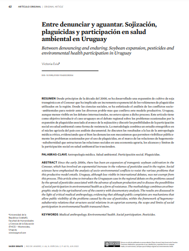 Entre denunciar y aguantar. Sojización, plaguicidas y participación en salud ambiental en Uruguay