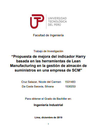 Propuesta de mejora del indicador Harry basada en las herramientas de Lean Manufacturing en la gestión de un almacén