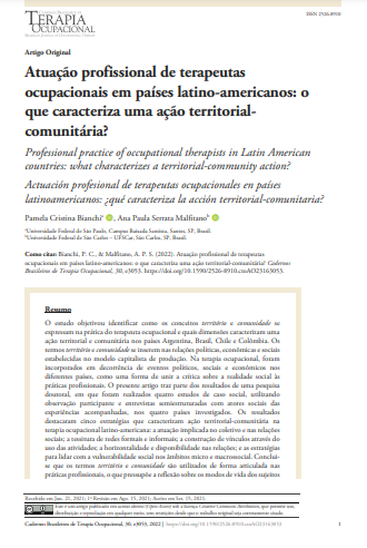 Atuação profissional de terapeutas ocupacionais em países latino-americanos: o que caracteriza uma ação territorial-comunitária?