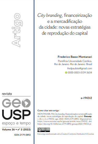 City branding, financialization and mercadification of the city: new strategies of capital reproduction