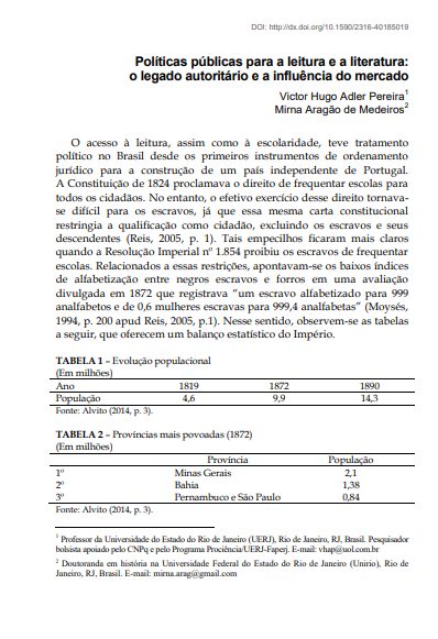 Políticas públicas para a leitura e a literatura: o legado autoritário e a influência do mercado