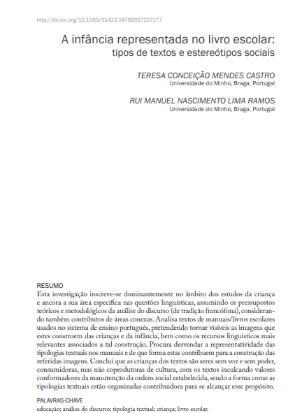 A infância representada no livro escolar: tipos de textos e estereótipos sociais