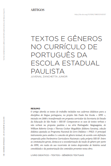 Textos e gêneros no currículo de português da Escola Estadual Paulista