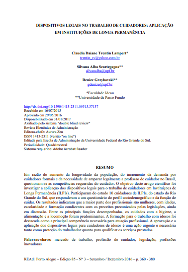 DISPOSITIVOS LEGAIS NO TRABALHO DE CUIDADORES: APLICAÇÃO EM INSTITUIÇÕES DE LONGA PERMANÊNCIA