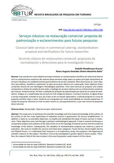 Classic service styles in commercial catering: proposal for standardiza-tion and clarifications for future research