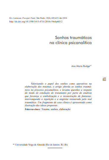 Sonhos traumáticos na clínica psicanalítica