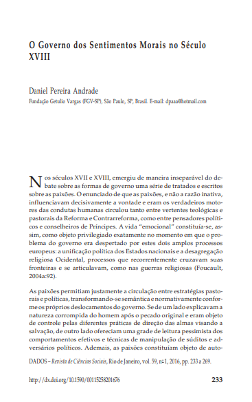 O Governo dos Sentimentos Morais no Século XVIII