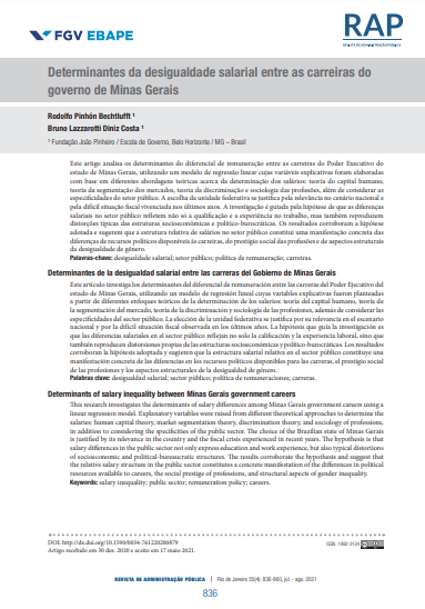 Determinantes da desigualdade salarial entre as carreiras do governo de Minas Gerais