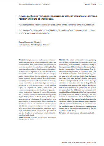 FLEXIBILIZAÇÃO DOS VÍNCULOS DE TRABALHO NA ATENÇÃO SECUNDÁRIA: LIMITES DA POLÍTICA NACIONAL DE SAÚDE BUCAL