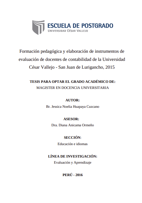 Formación pedagógica y elaboración de instrumentos de evaluación de docentes de contabilidad