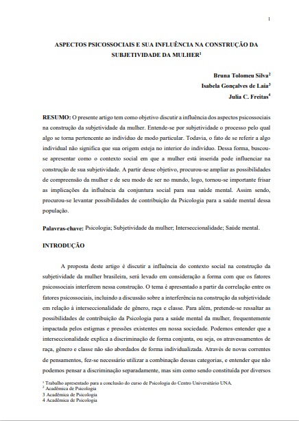 Aspectos psicossociais e sua influência na construção da subjetividade da mulher