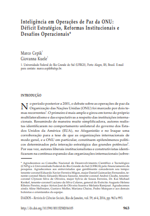 Inteligência em Operações de Paz da ONU: Déficit Estratégico, Reformas Institucionais e Desafios Operacionais