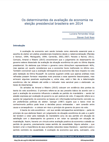 Os determinantes da avaliação da economia na eleição presidencial brasileira em 2014