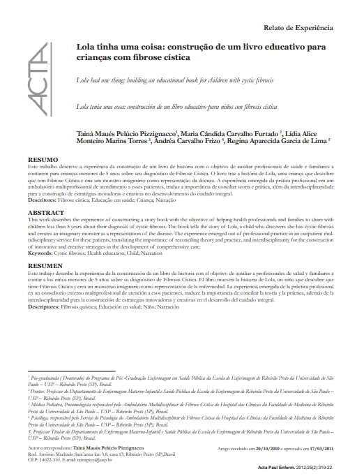 Lola tinha uma coisa: construção de um livro educativo para crianças com fibrose cística