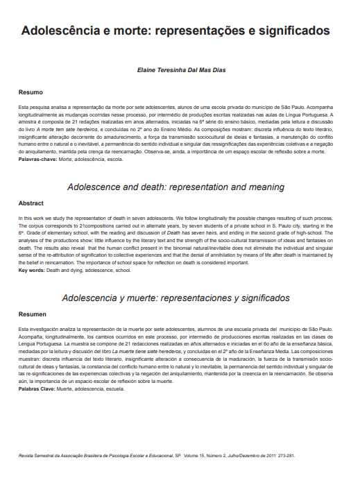 Adolescência e morte: representações e significados