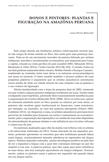 DONOS E PINTORES: PLANTAS E FIGURAÇÃO NA AMAZÔNIA PERUANA