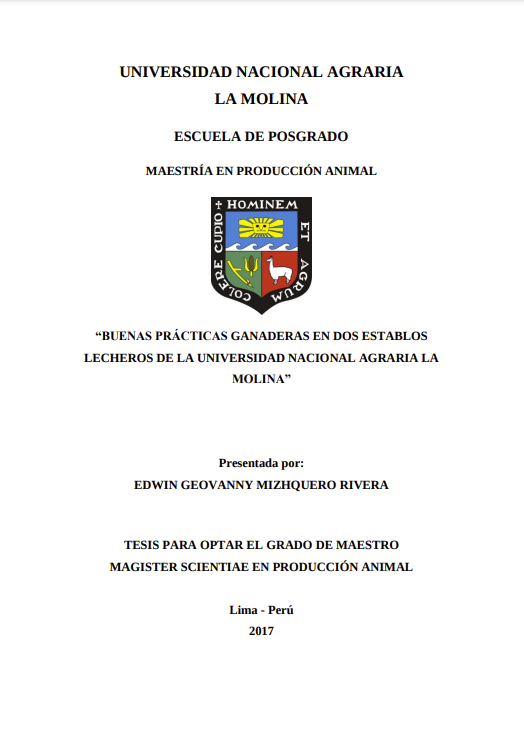 Buenas prácticas ganaderas en dos establos lecheros de la UNALM