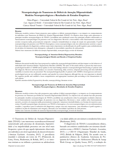 Neuropsicologia do Transtorno de Déficit de Atenção/Hiperatividade: Modelos Neuropsicológicos e Resultados de Estudos Empíricos