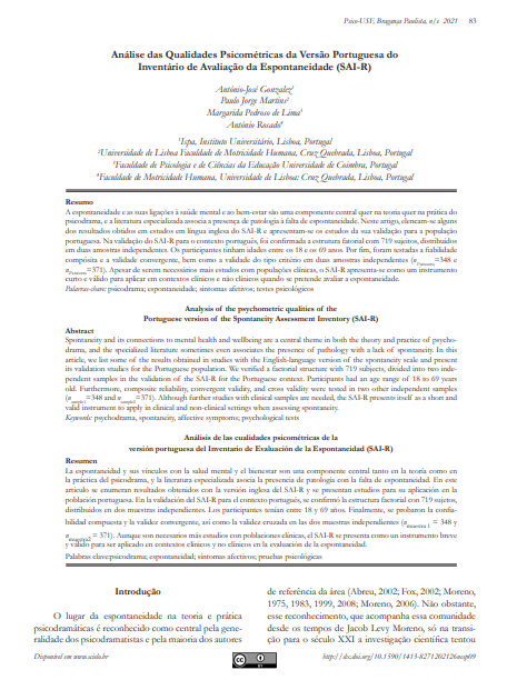 Análise das Qualidades Psicométricas da Versão Portuguesa do Inventário de Avaliação da Espontaneidade (SAI-R)