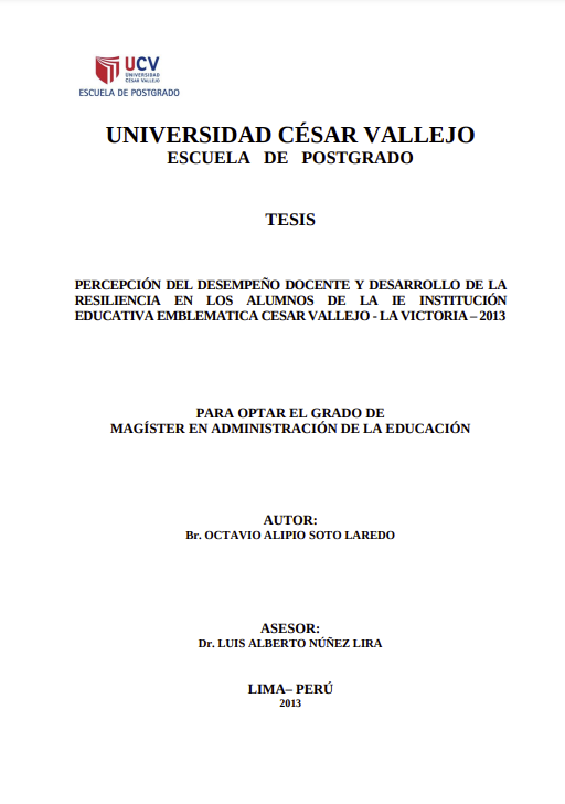 Percepción del desempeño docente y desarrollo de la resiliencia