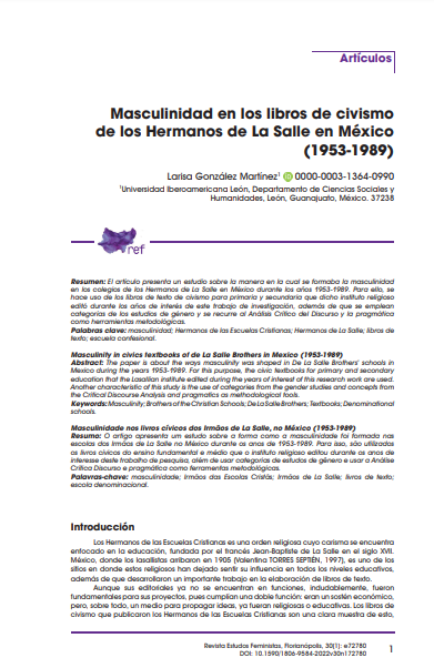 Masculinidad en los libros de civismo de los Hermanos de La Salle en México (1953-1989)