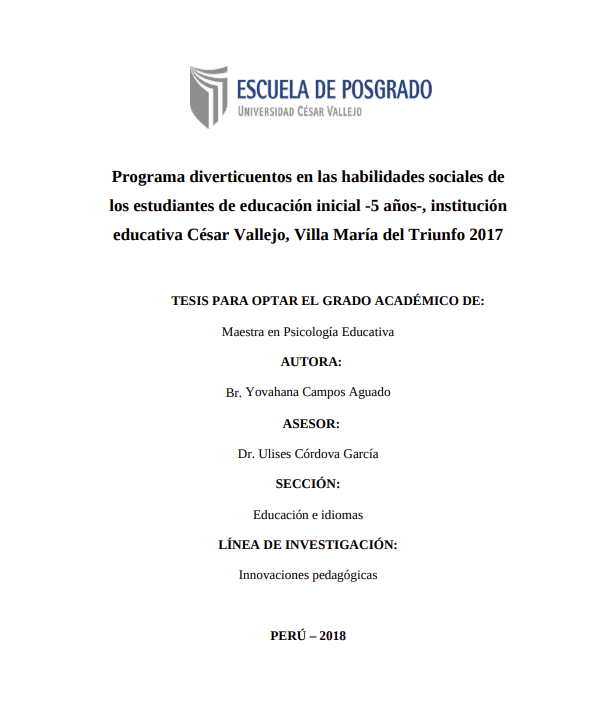 Programa diverticuentos en las habilidades sociales de los estudiantes de educación inicial -5 años