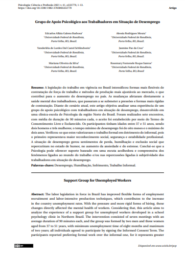 Grupo de Apoio Psicológico aos Trabalhadores em Situação de Desemprego