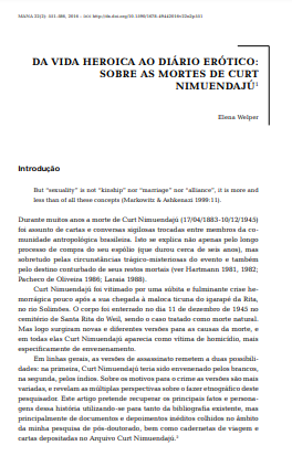 DA VIDA HEROICA AO DIÁRIO ERÓTICO: SOBRE AS MORTES DE CURT NIMUENDAJÚ