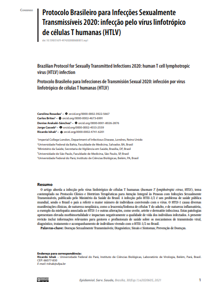 Protocolo Brasileiro para Infecções Sexualmente Transmissíveis 2020: infecção pelo vírus linfotrópico de células T humanas (HTLV)